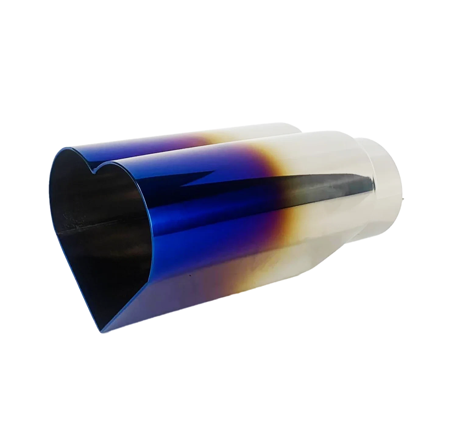 2.5_ ID_4_ OUT_9.5_ Heart Shape Exhaust Tip Blue Burnt Flame NT-HEART-SBL